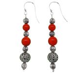 El Coral Earrings Red Coral Balls 7-9mm and Silvered Balls 5-10mm.