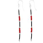 El Coral Earrings Red Coral 6 Balls and Rubber, 8,5 cm length