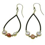 El Coral Pendientes Perlas Rosa Claro y Oscuro con Caucho en Forma de Gota