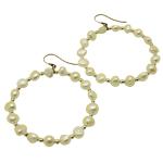 El Coral Earrings Hoop White Pearls 6mm and Silvered Balls