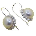 El Coral Earring White Pearl 10mm and Silver Filigree Balls, 2.5cm Length