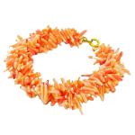 El Coral Bracciale in Corallo Rosa lavorazione rametti forati tre fili chiusura Dorata