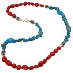El Coral Collar Coral Rojo Bolas Barrocas y Turquesa Piedras con 5 Bolas Hematita