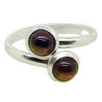 Coralli di Sardegna Ring Garnet Double Cabochon 5mm and Silver, Adjustable