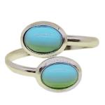 Coralli di Sardegna Ring Turquoise Double Cabochon 5x7mm and Silver, Adjustable