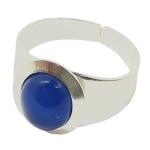 Coralli di Sardegna Ring Agate Blue 8x10mm. Band with Adjustable Silver Edge.