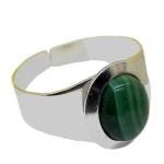 Coralli di sardegna Malachite ring 8x10mm. Band with Adjustable Silver Edge.