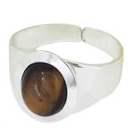 Coralli di Sardegna Tiger Eye Ring 8x10mm Smooth Edge Silver Adjustable Band