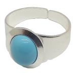 Coralli di Sardegna Turquoise Ring 8x10mm Silver band with smooth edge Adjustable