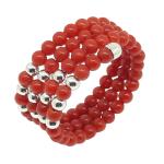 Coralli di Sardegna Ring Red Coral and Silvered 2,5 mm. Balls 4 turns with Steel Spring 