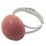 Coralli di Sardegna Pink Coral Ring Button 15mm. in Adjustable Silver