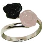 Coralli di Sardegna Black Agate Rose Quartz Contrarie Rose Silver Ring