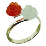 Coralli di Sardegna Carnelian and Chalcedony Ring Contrarie Rose Silver