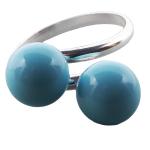 Coralli di Sardegna Ring Turquoise Paste Double Ball 8mm with Silver, Adjustable