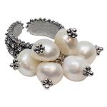 Coralli di Sardegna Baroque Pearls Ring 8mm Adjustable Burnished Silver Filigree