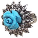 Coralli di Sardegna Turquoise Filigree Ring Silver Burnished Rose Leaves Dots