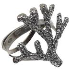 Coralli di Sardegna Burnished Silver Filigree Ring Coral Branch Adjustable 3gr