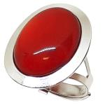 Coralli di Sardegna Ring Silver and Red Coral Oval Cabochon 13x18mm. Adjustable