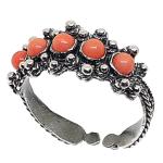 Coralli di Sardegna Burnished Silver filigree ring and adjustable Pink Coral dots