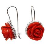 Coralli di Sardegna Red Coral Earrings Pasta 16mm Silver Filigree Dots Safe Hook