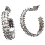 El Coral Hoop Earrings Silver Filigree Points, 6mm Width, 21mm diameter