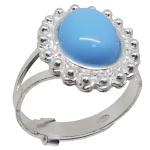 Coralli di Sardegna Turquoise Ring 8x10mm Silver Filigree Crown Adjustable Balls