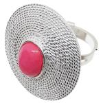 Coralli di Sardegna Anillo Coral Rosa Cabujón y Filigrana Plata Espiral Grande Ajustable