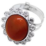 Coralli di Sardegna Red Coral Ring 12x16mm Sardinian Silver Filigree Adjustable