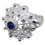 Coralli di Sardegna Anillo Ágata Azul 4mm Espirales Filigrana Plata Bolas Regulables 6,3gr