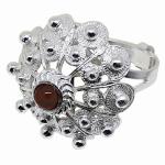 Coralli di Sardegna Red Agate Ring 4 mm Silver Filigree Spirals Adjustable Balls 6,3gr