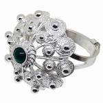 Coralli di Sardegna Green Agate Ring 4mm Silver Filigree Spirals Adjustable Balls 6,3gr