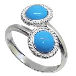 Coralli di Sardegna Turquoise Silver Ring 2 Cabochon 6mm Sardinian Filigree