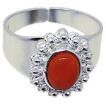 Coralli di Sardegna Red Coral Ring 6x8mm Sardinian Filigree Silver Balls Open Band