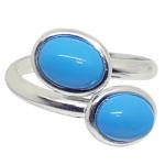 Coralli di Sardegna Contrariè Turquoise Ring 6x8mm. Adjustable Silver Frame