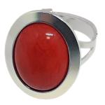 Coralli di Sardegna Anillo Coral Rojo Cabujón 12x16mm Plata Tamaño Ajustable