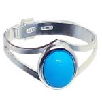 Coralli di Sardegna Turquoise Silver ring with smooth cabochon edge 6x8 mm Adjustable