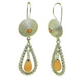 Coralli di Sardegna Earrings Pink Coral Ball and Drop with Silver Filigree, 5.5 cm length