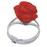 Coralli di Sardegna Red Pink Coral Ring 12 mm Silver Adjustable Size