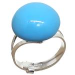 Coralli di Sardegna Ring Turquoise Cabochon 15mm with Silver Setting, Adjustable