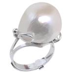 Coralli di Sardegna Silver pearl ring natural effect adjustable