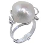 Coralli di Sardegna Silver pearl ring natural effect adjustable