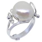 Coralli di Sardegna Silver pearl ring natural effect adjustable