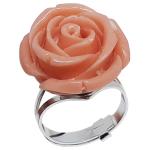 Coralli di Sardegna Anello Corallo Rosa a Forma di Rosa 20mm in Argento Misura Regolabile 