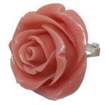 Coralli di Sardegna Ring pink Coral in Rose Shape 35mm with Silver Setting, Adjustable