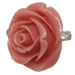 Coralli di Sardegna Anillo Coral Rosa en Forma Rosa 35mm con Montura Plata, Ajustable