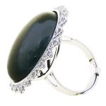 Coralli di Sardegna Ring Green Agate Cabochon 25mm and Silver Filigree Waves