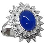 Coralli di Sardegna Anillo Cabujón Ágata Azul 8x10mm Filigrana Plata Hojas Ajustable