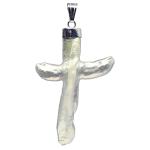 Coralli di Sardegna Baroque Cross Pearl Pendant with Silver Cap