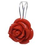 Coralli di Sardegna  Pendant Red Coral with Rose Shape 23mm and Silver, 3cm Length