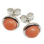 Coralli di Sardegna Orecchini Corallo Rosa 6mm Argento Bordo Liscio Pressione
